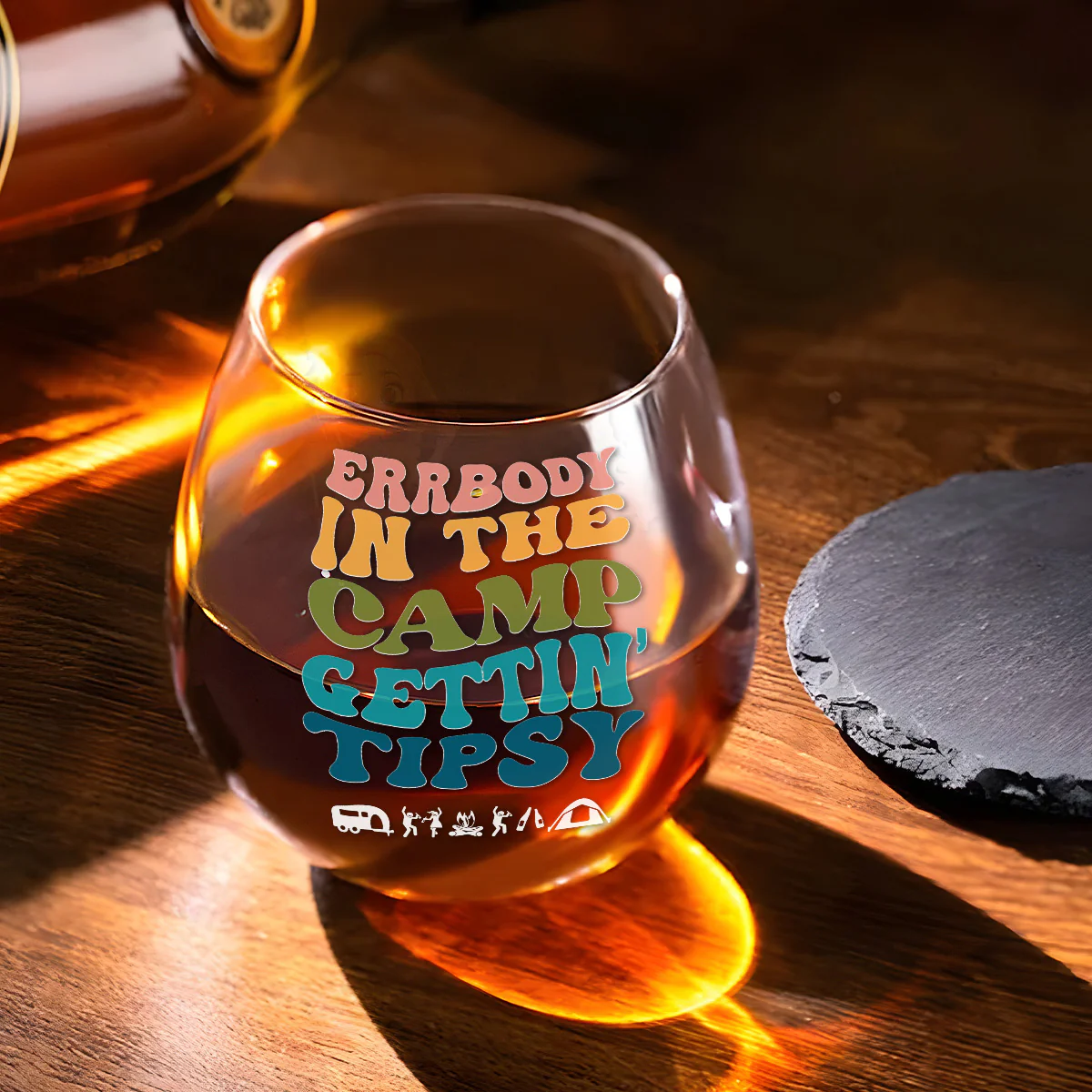 Tipsy Campers Happy Memories Made - Personalized Custom Wine Glass - Image 3
