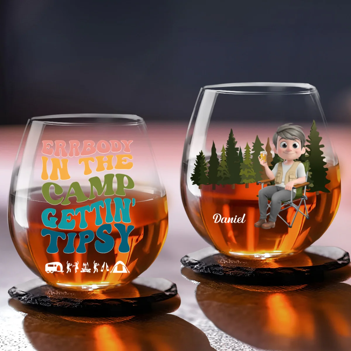 Tipsy Campers Happy Memories Made - Personalized Custom Wine Glass - Image 4