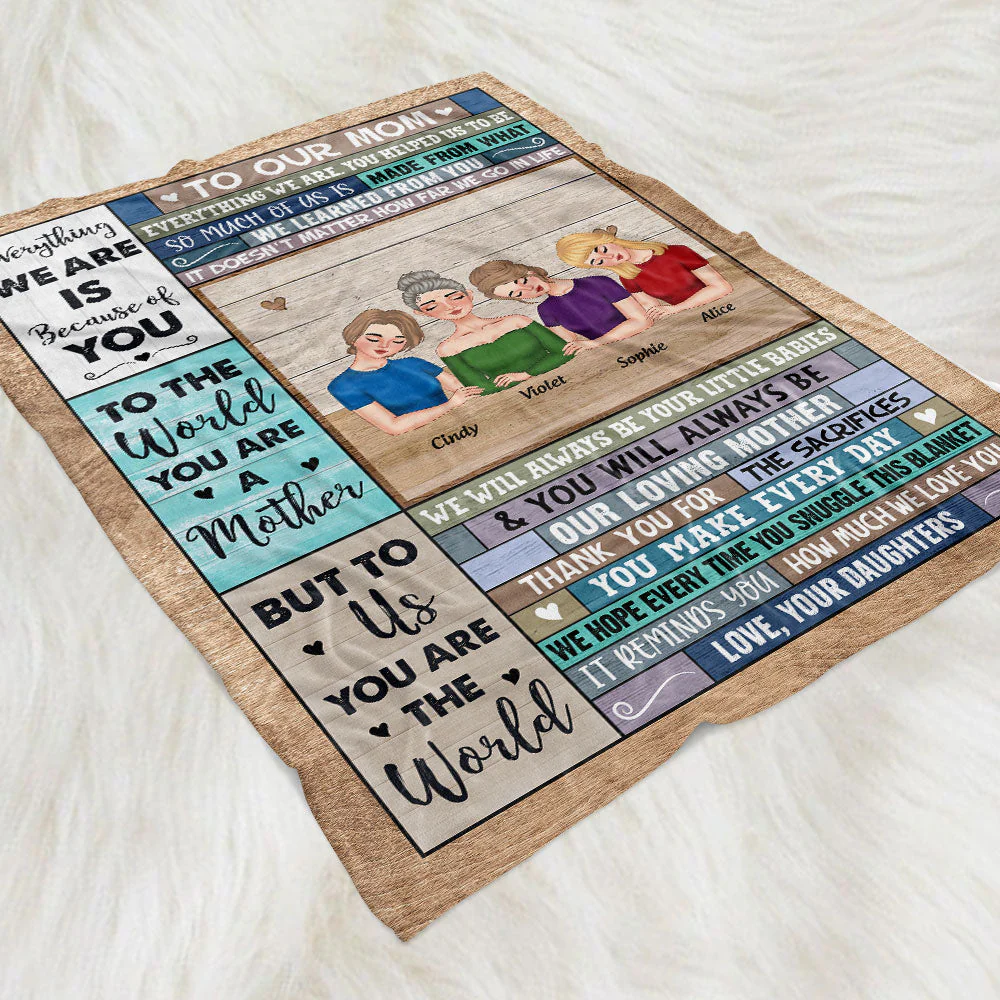 To Me You Are The World - Personalized Custom Fleece Blanket - Image 4