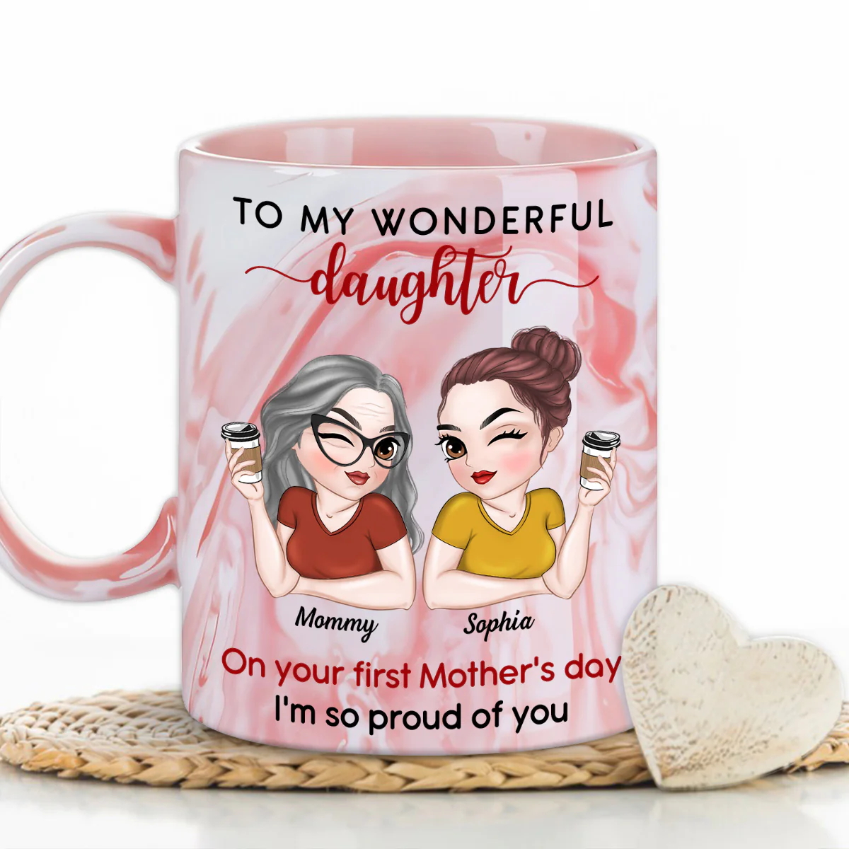 To My Amazing Daughter - Personalized Custom Pink Marble Mug - Image 2