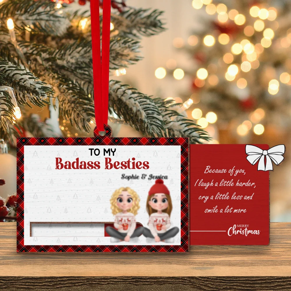 To My Badass Bestie - Personalized Custom Slide Ornament - Image 7