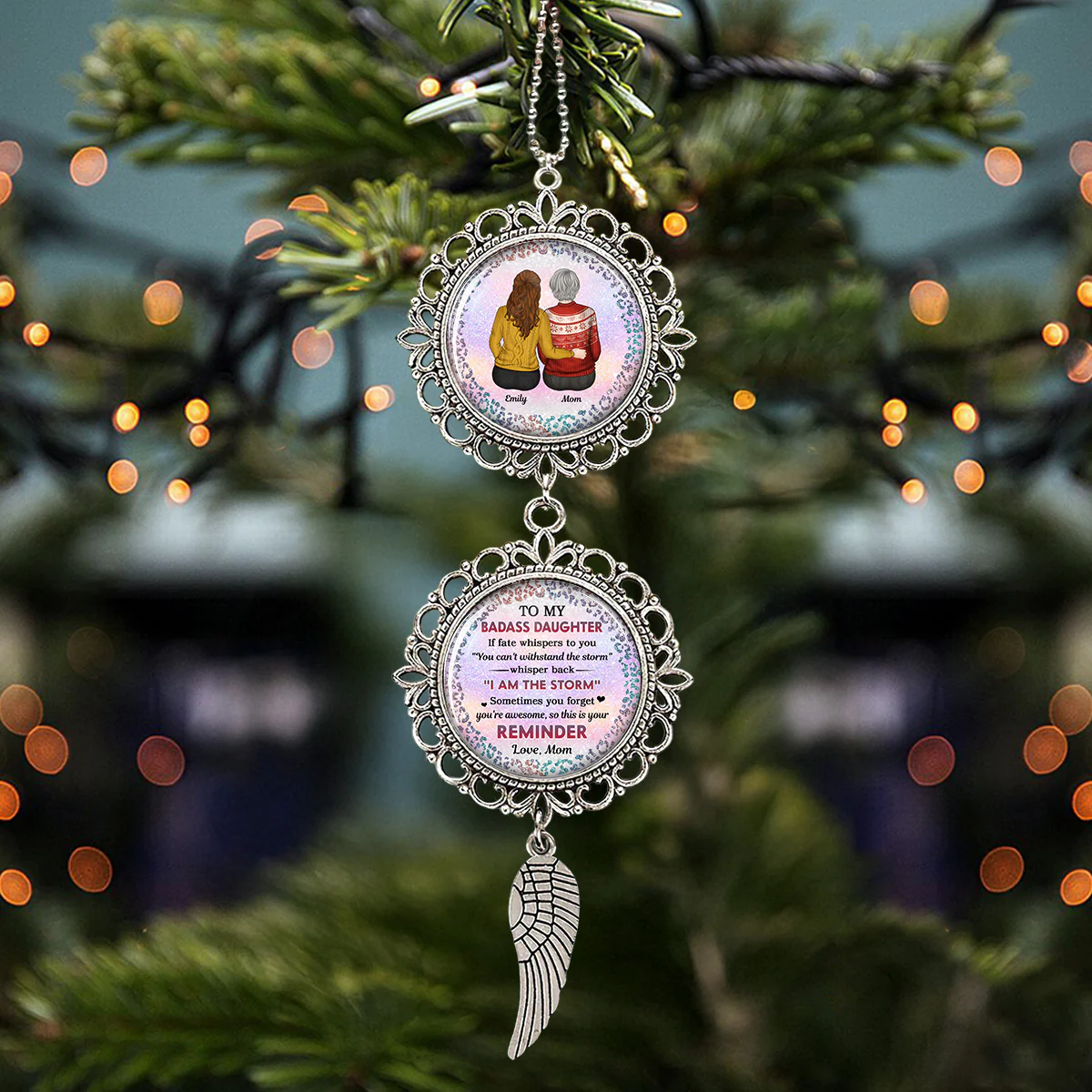 To My Badass Daughter Xmas - Personalized Custom Charming Ornament - Image 3