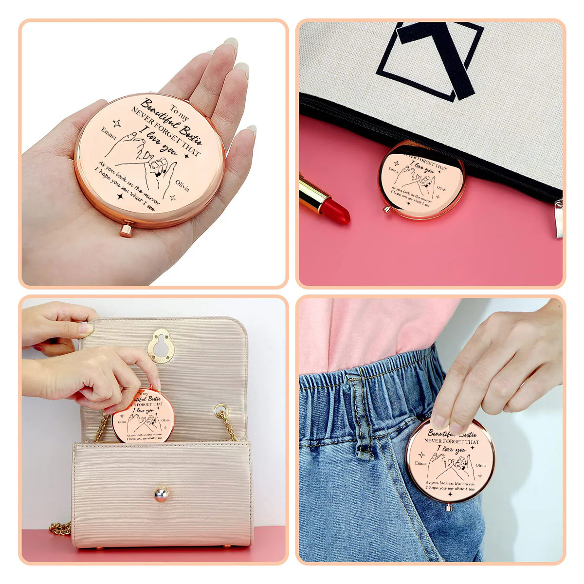 To My Beautiful Bestie - Personalized Custom Compact Mirror - Image 3