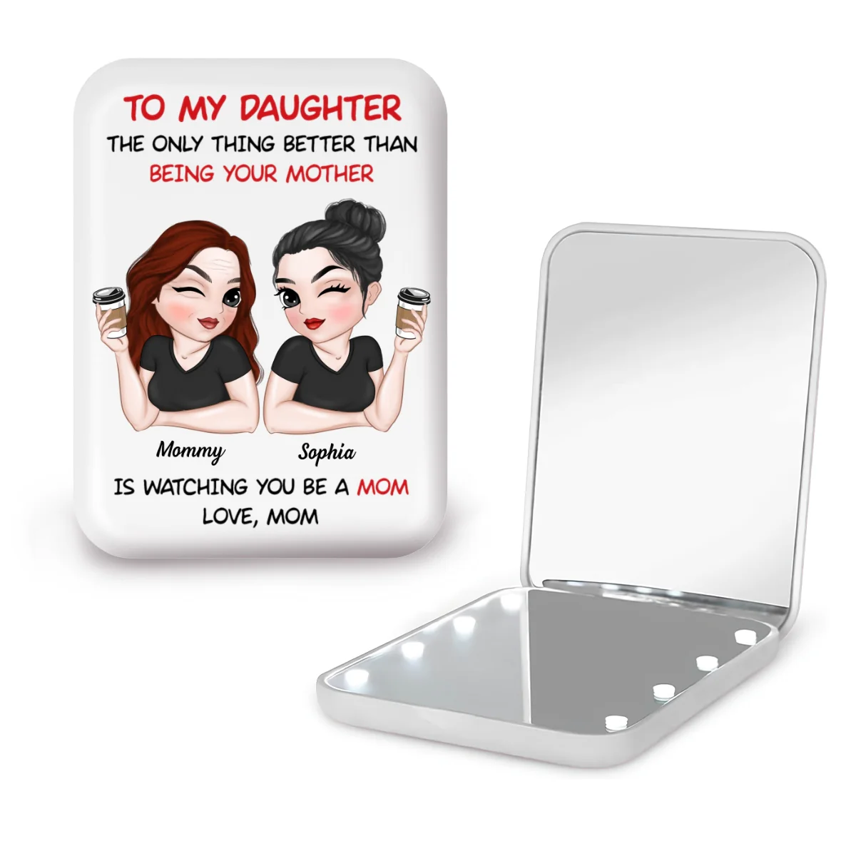 To My Daughter Happy Mother Day - Personalized Custom LED Pocket Mirror - Image 10