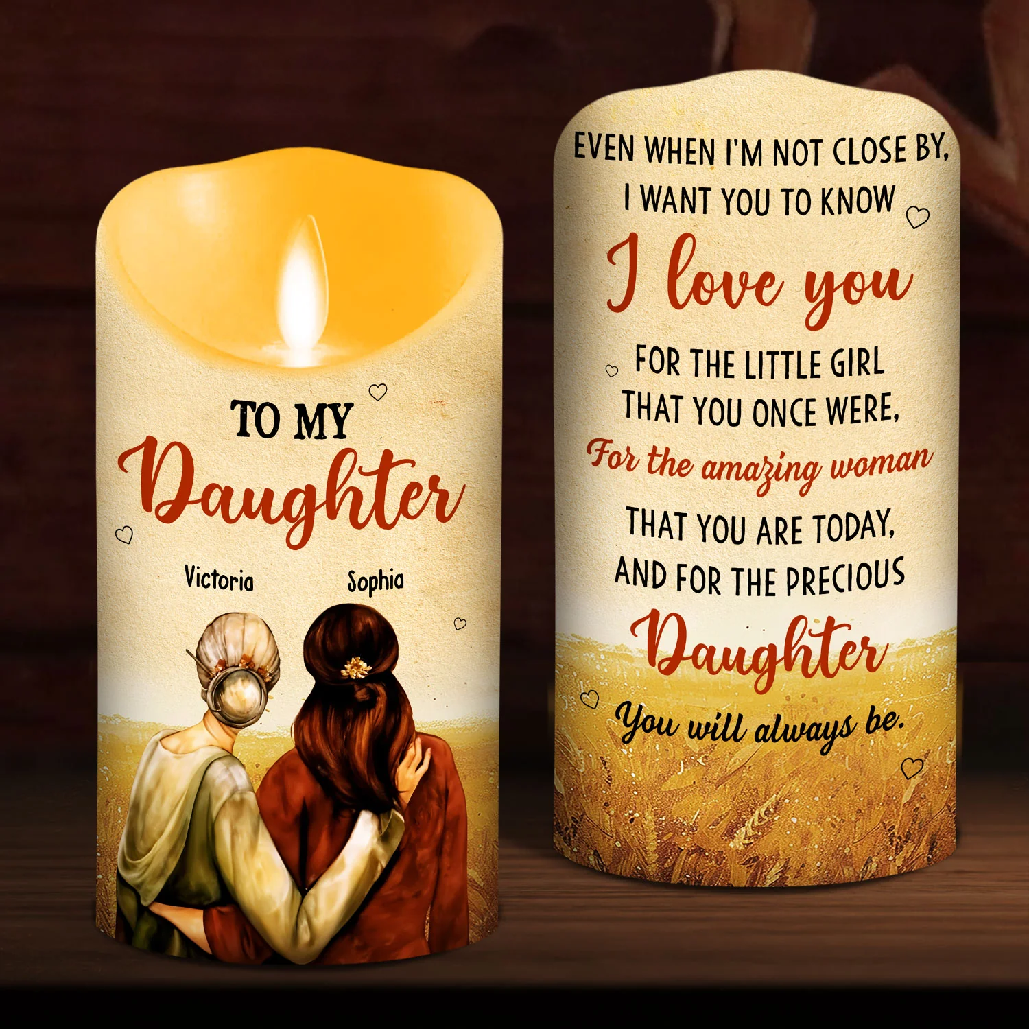 To My Daughter I Love You - Personalized Custom LED Candle