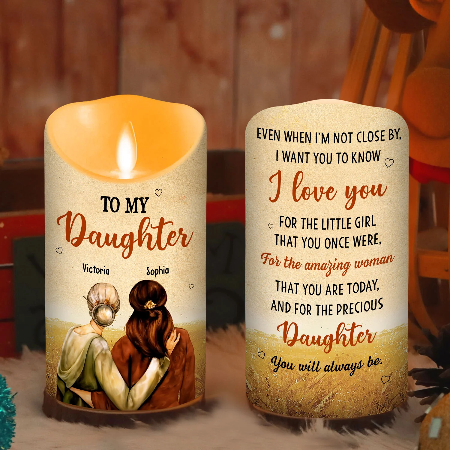 To My Daughter I Love You - Personalized Custom LED Candle - Image 2