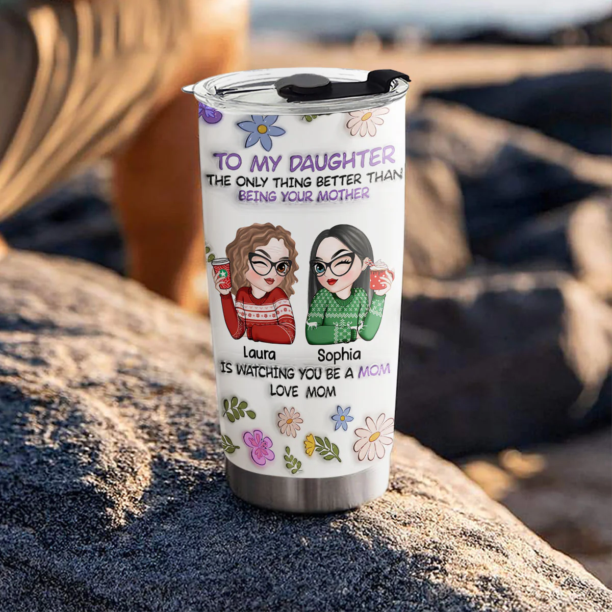 To My Daughter - Personalized Custom 3D Inflated Effect Tumbler - Image 4