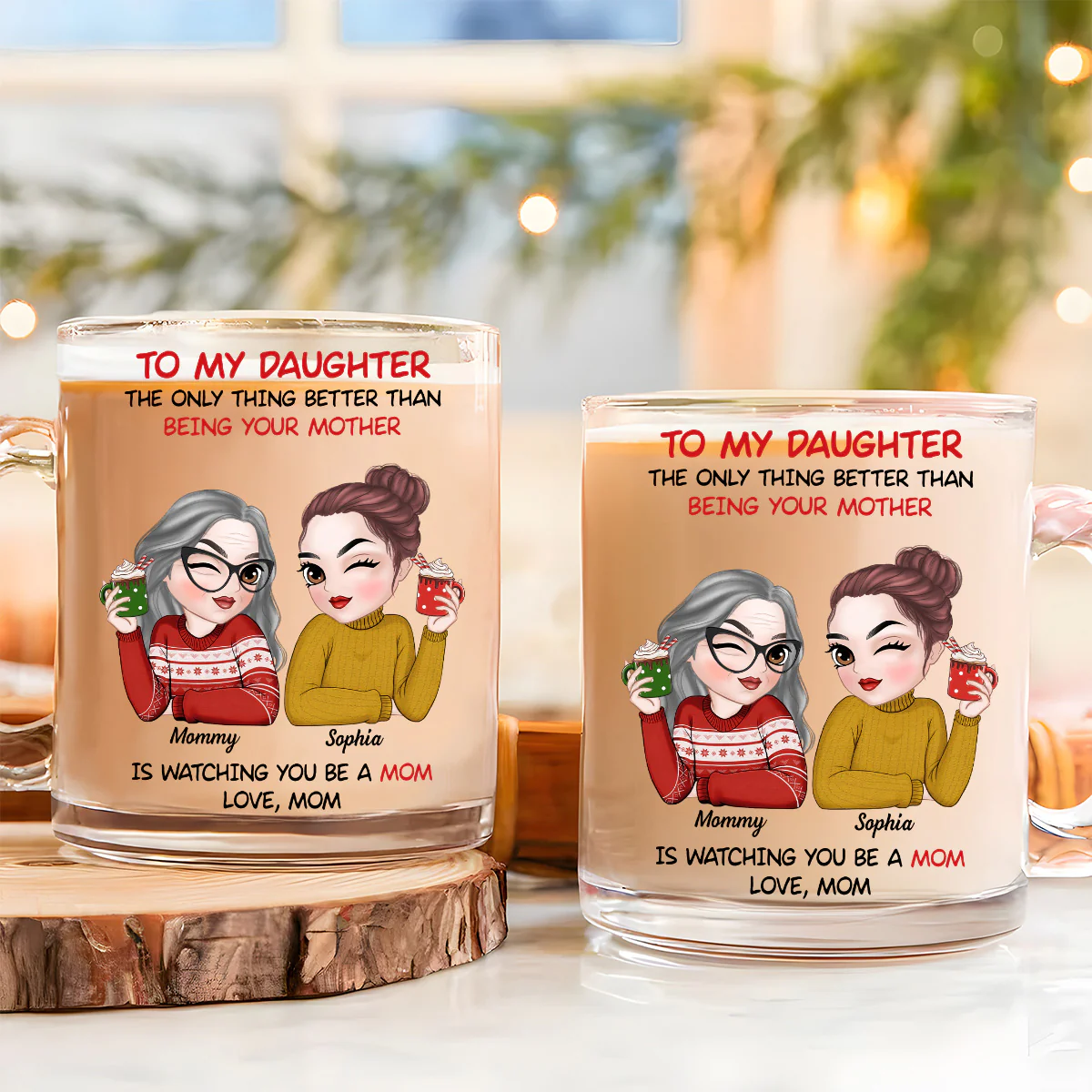 To My Daughter - Personalized Custom Glass Mug - Image 4