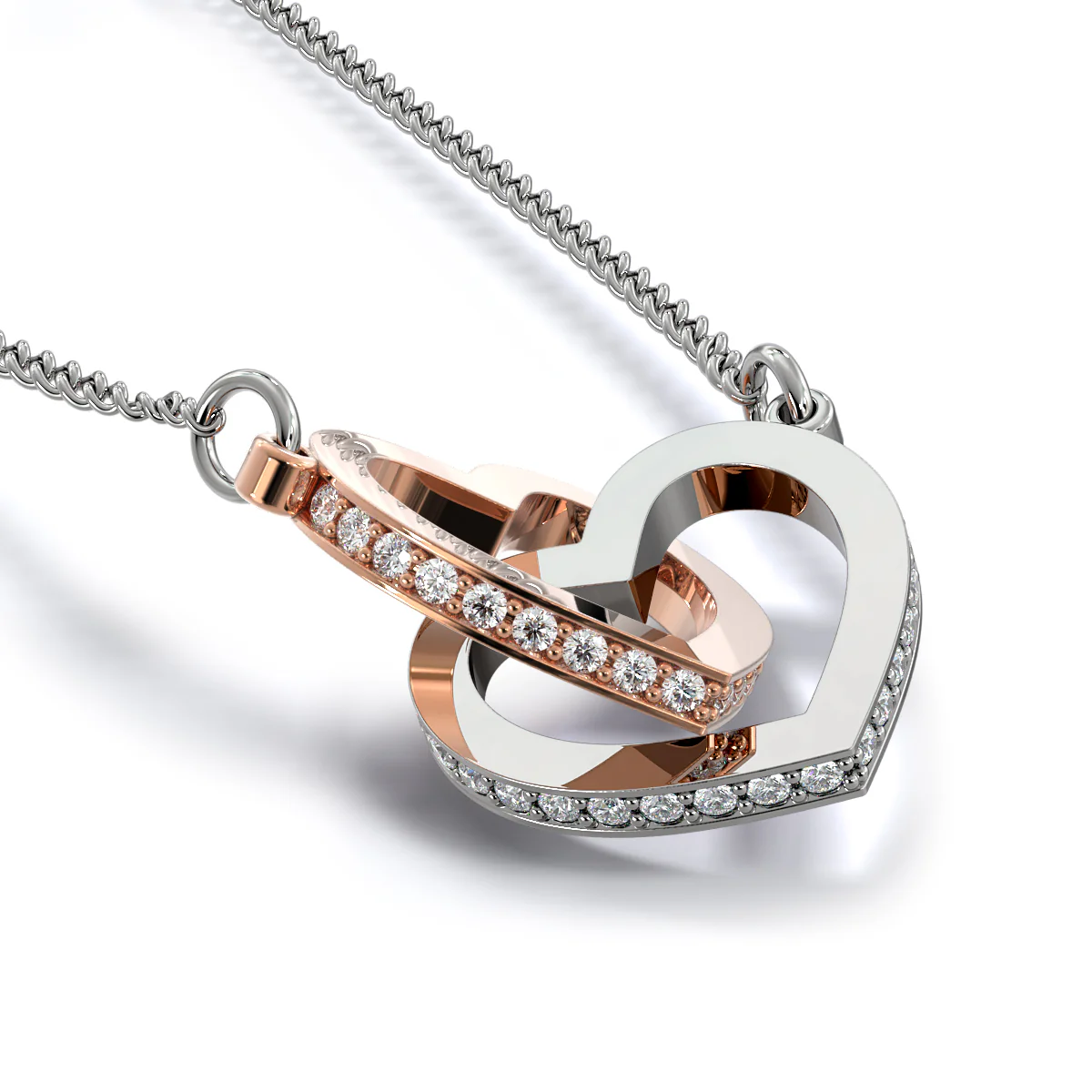 To My Daughter - Personalized Custom Interlocking Heart Necklace - Image 4