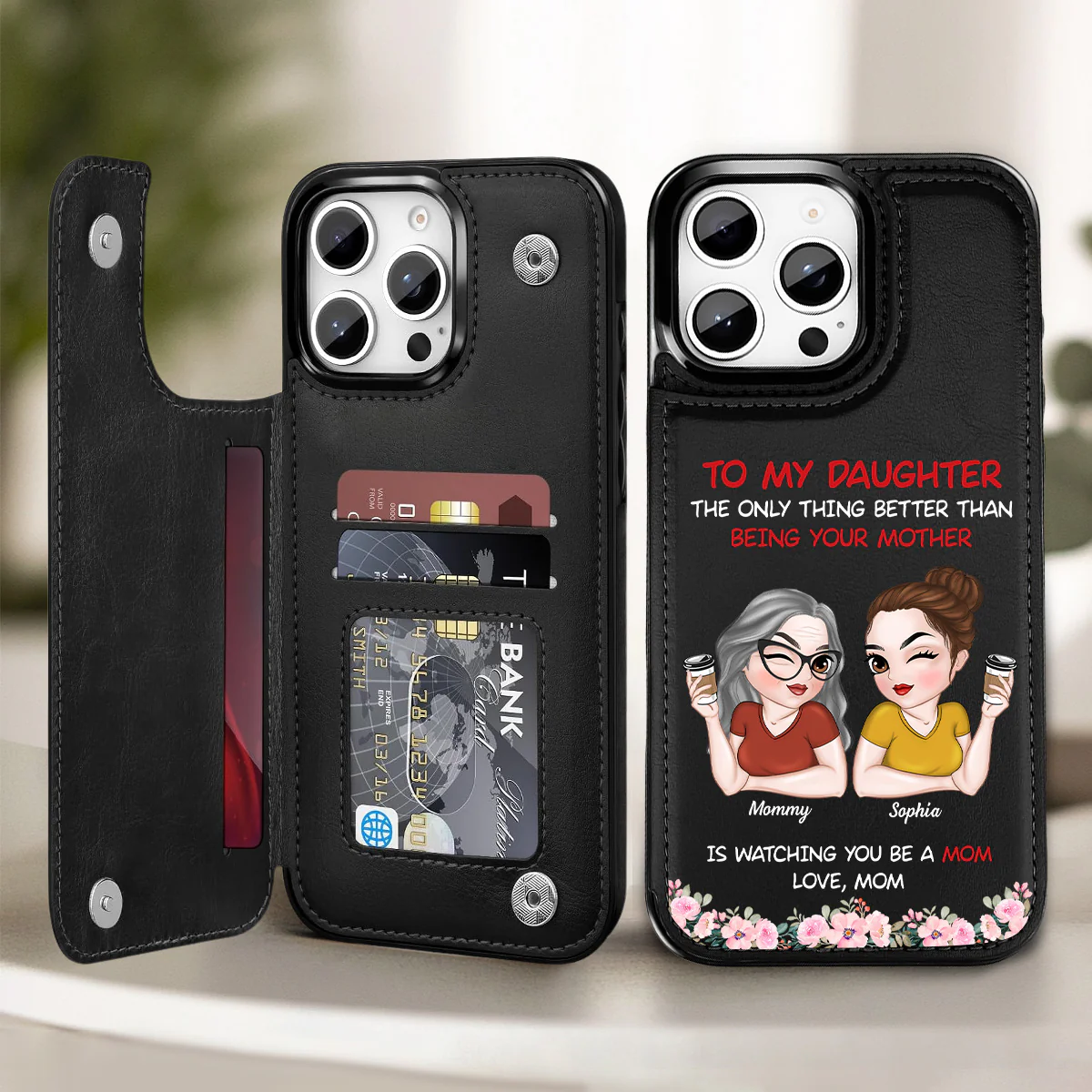 To My Daughter - Personalized Custom Leather Phone Case - Image 3