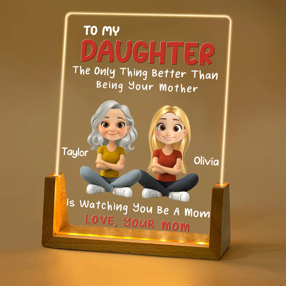 To My Daughter - Personalized Custom Plaque With Walnut Base