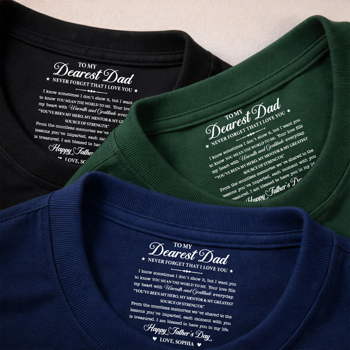 To My Dearest Dad - Personalized Custom Inside Neck Print T-Shirt - Image 4