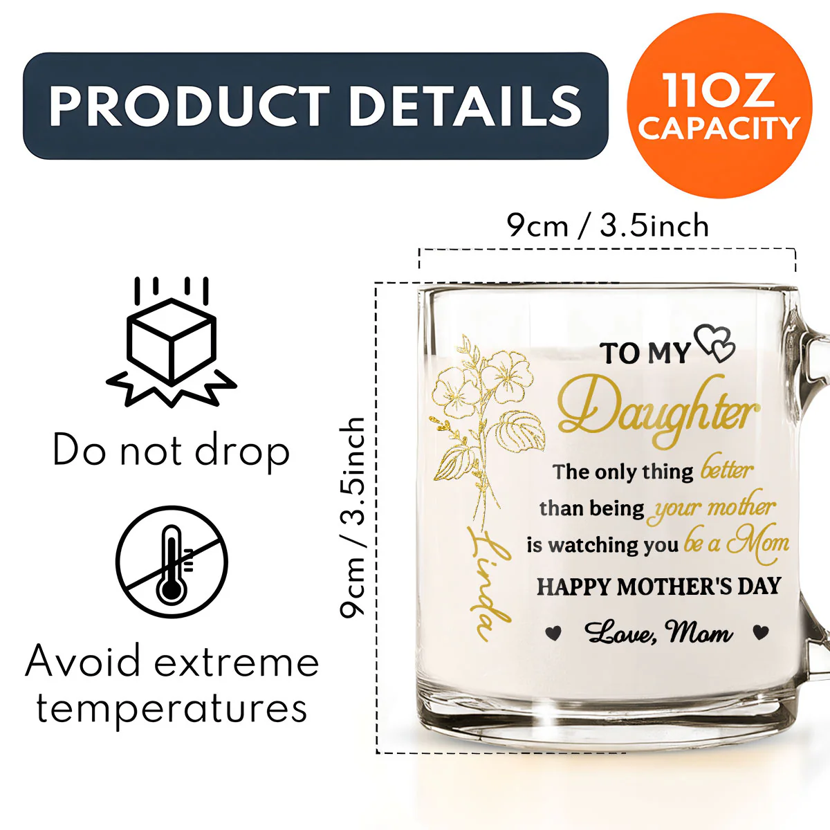To My Girl - Personalized Custom Glass Mug - Image 3