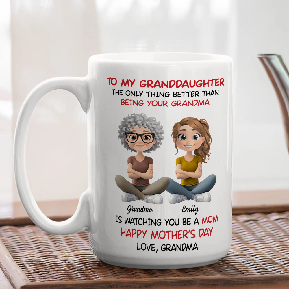 To My Granddaughter Cartoonize - Personalized Custom Coffee Mug - Image 4