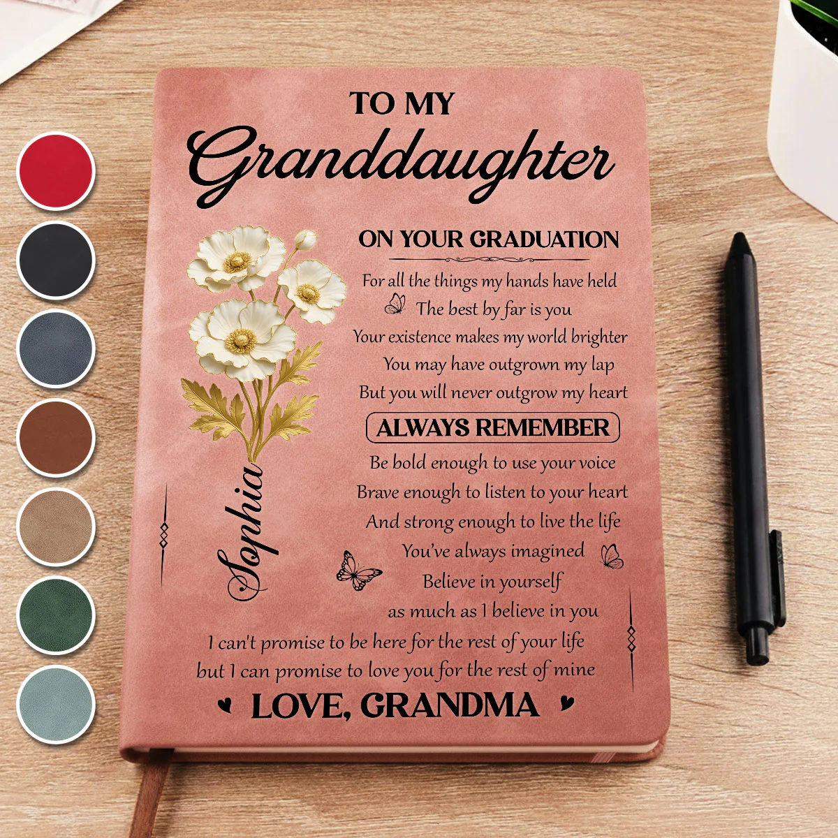 To My Granddaughter - Personalized Custom Leather Journal