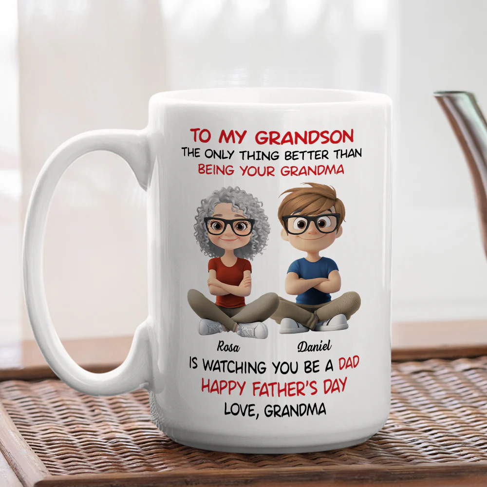To My Grandson Cartoonize - Personalized Custom Coffee Mug - Image 3
