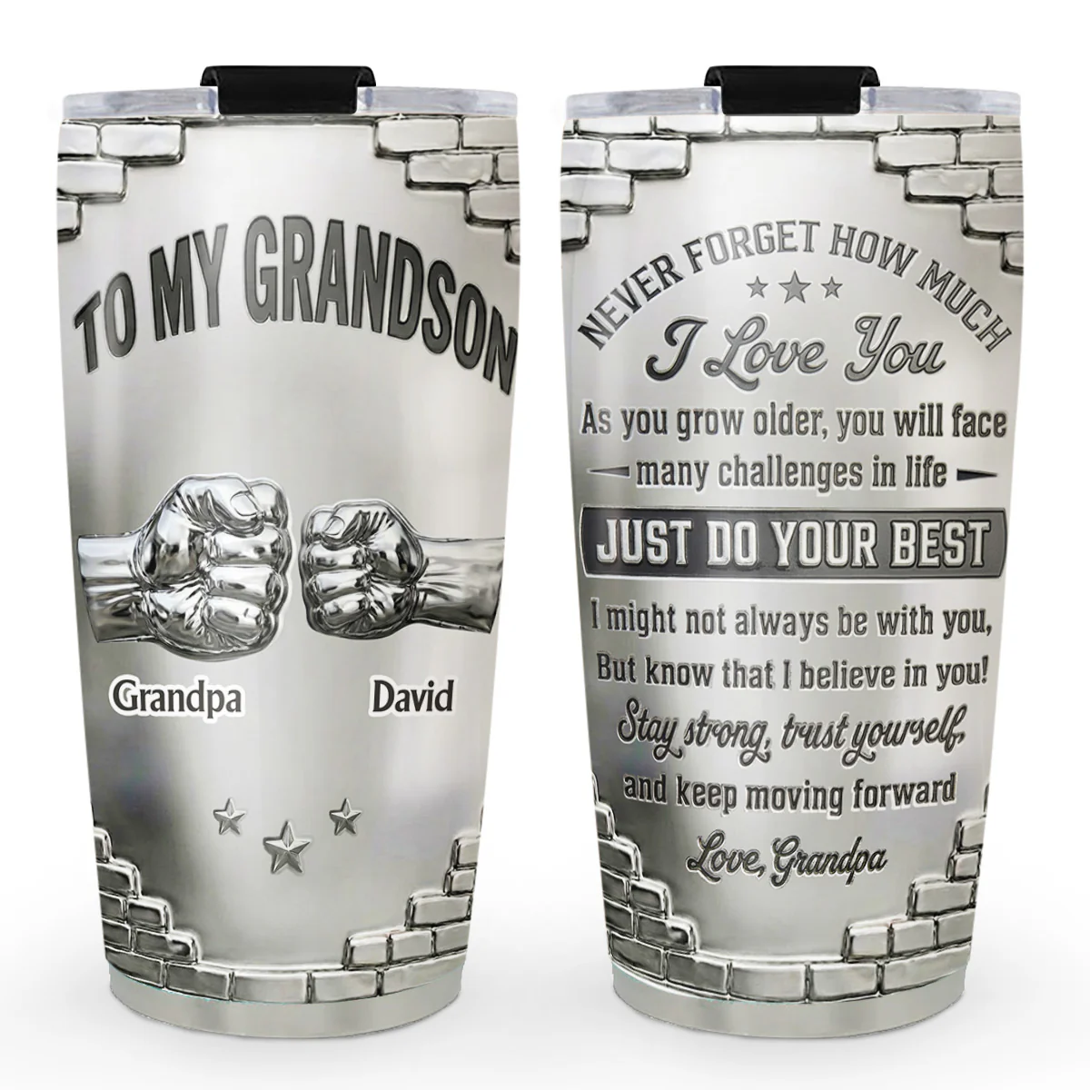 To My Grandson I Believe In You - Personalized Custom 3D Effect Tumbler
