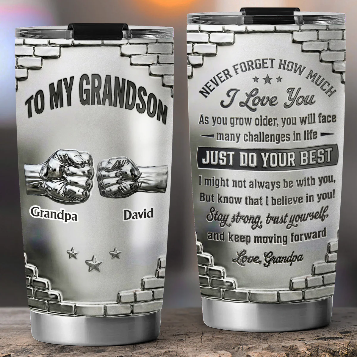 To My Grandson I Believe In You - Personalized Custom 3D Effect Tumbler - Image 2
