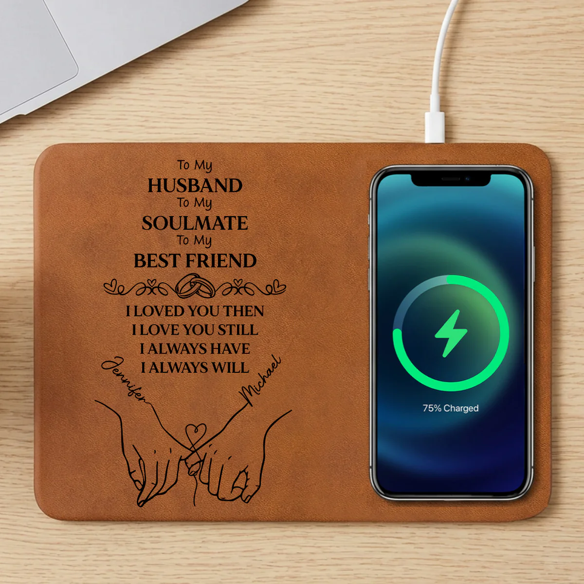 To My Husband Soulmate Best Friend - Personalized Custom Charging Mat