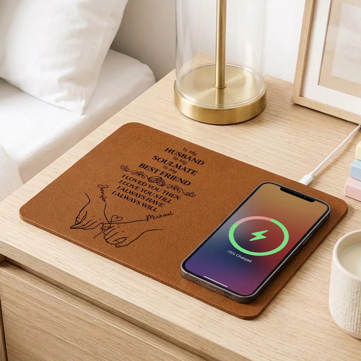 To My Husband Soulmate Best Friend - Personalized Custom Charging Mat - Image 4