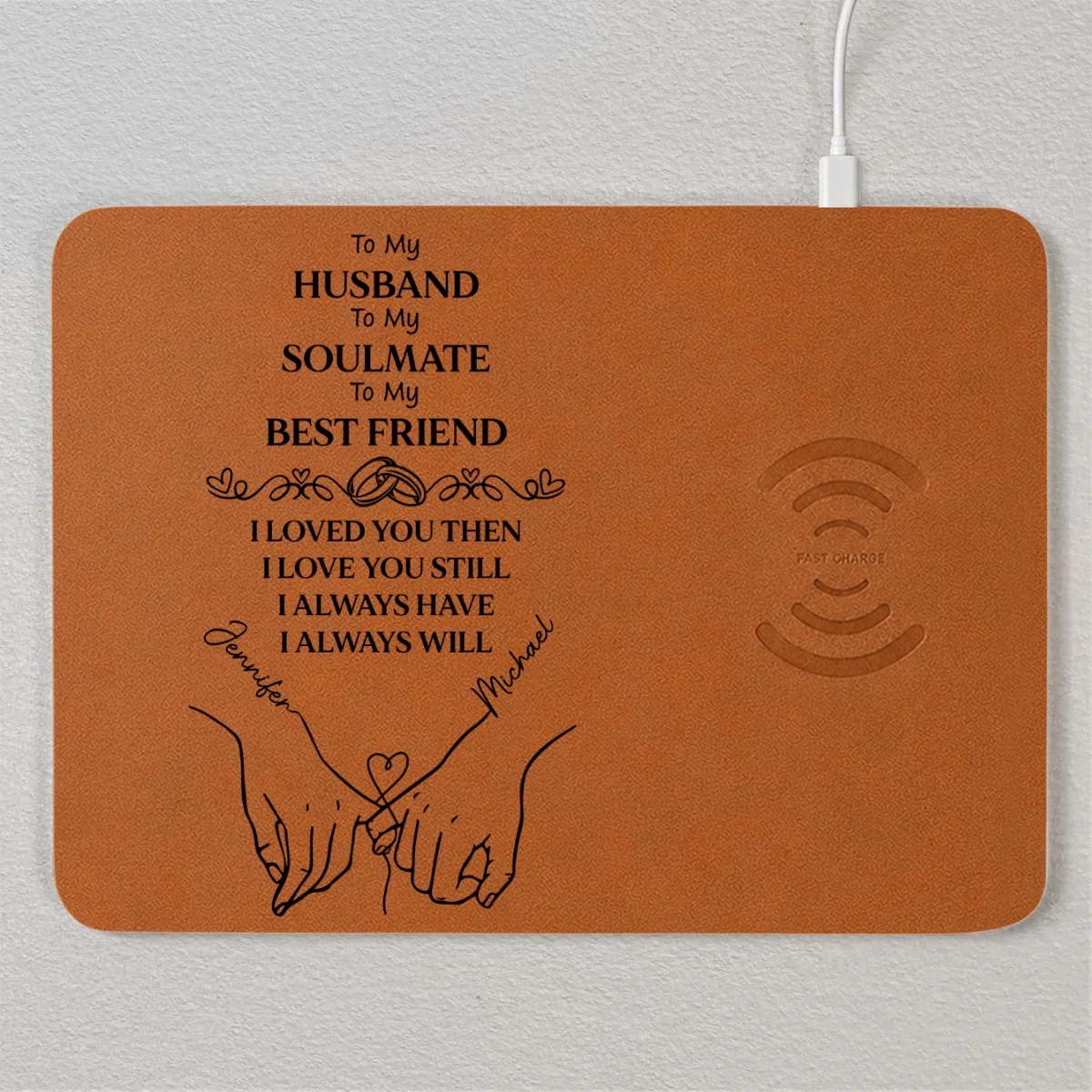 To My Husband Soulmate Best Friend - Personalized Custom Charging Mat - Image 6