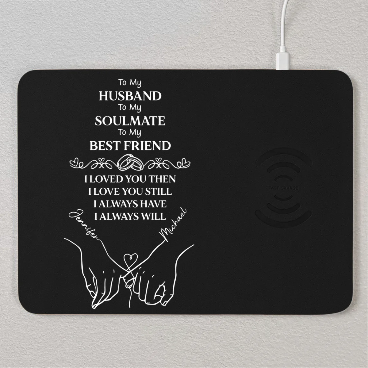 To My Husband Soulmate Best Friend - Personalized Custom Charging Mat - Image 7