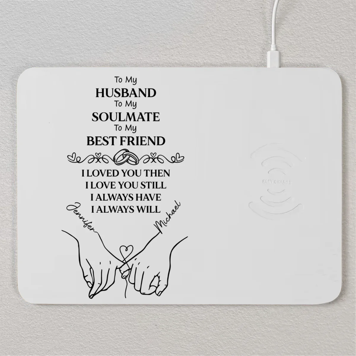 To My Husband Soulmate Best Friend - Personalized Custom Charging Mat - Image 8