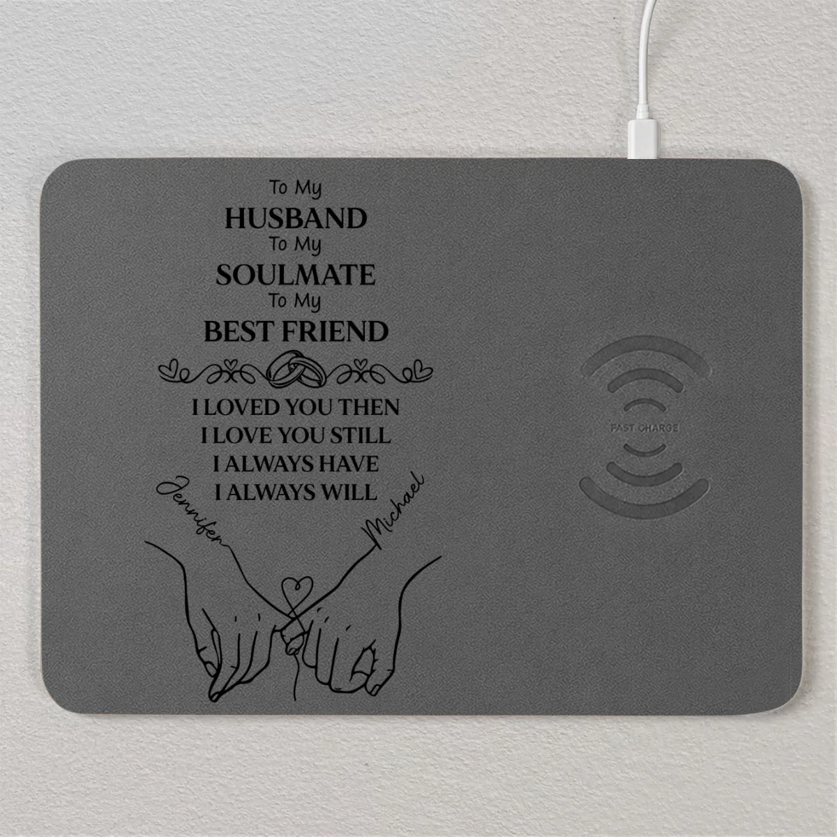 To My Husband Soulmate Best Friend - Personalized Custom Charging Mat - Image 9