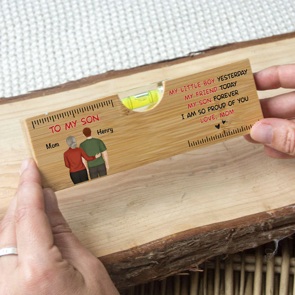 To My Son Forever - Personalized Custom Wooden Spirit Level Bottle Opener - Image 2