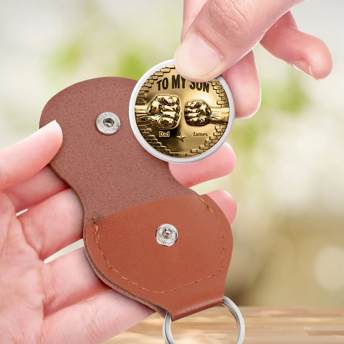 To My Son I Believe In You Gold - Personalized Custom Pocket Hug - Image 3