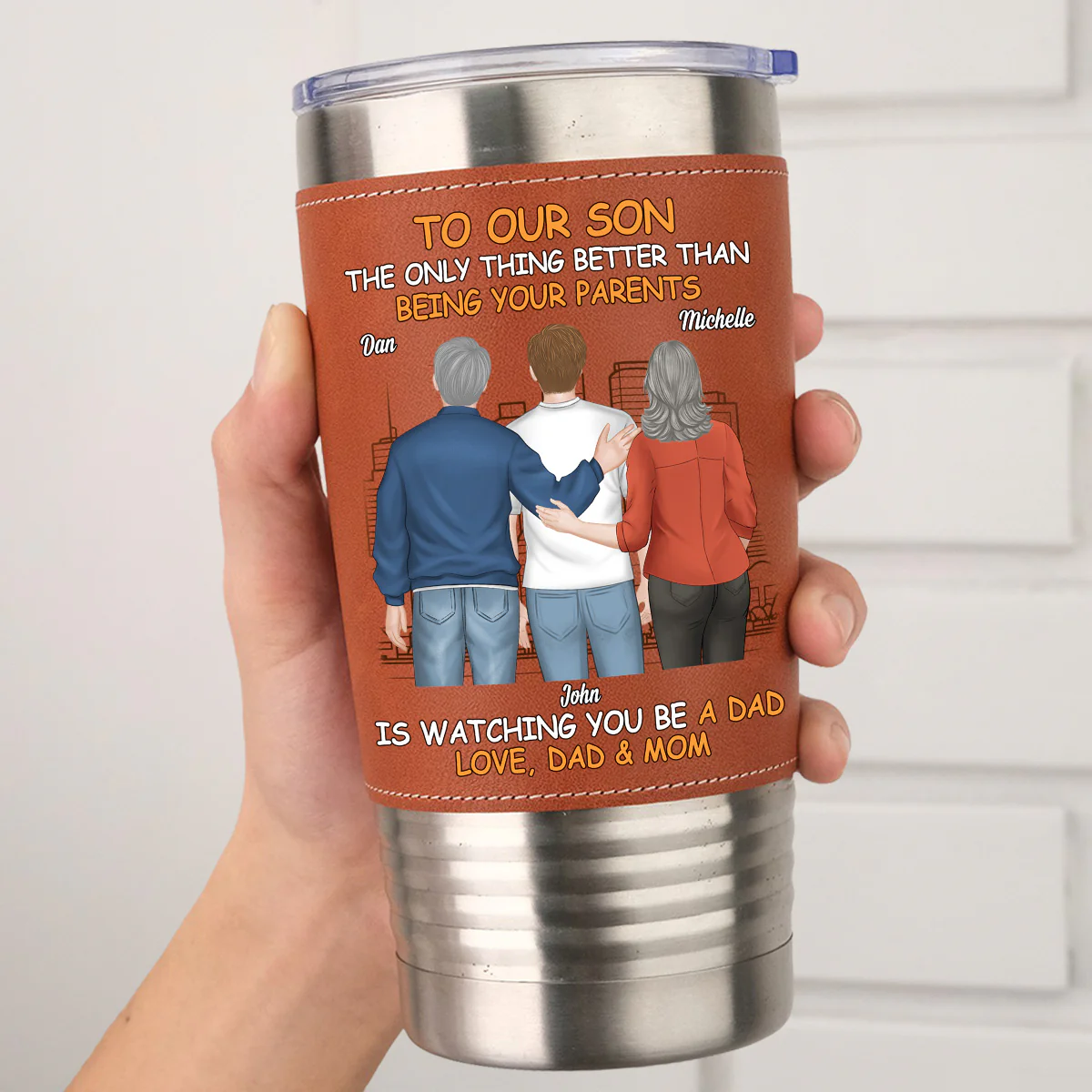 To My Son - Personalized Custom Leather Tumbler - Image 6