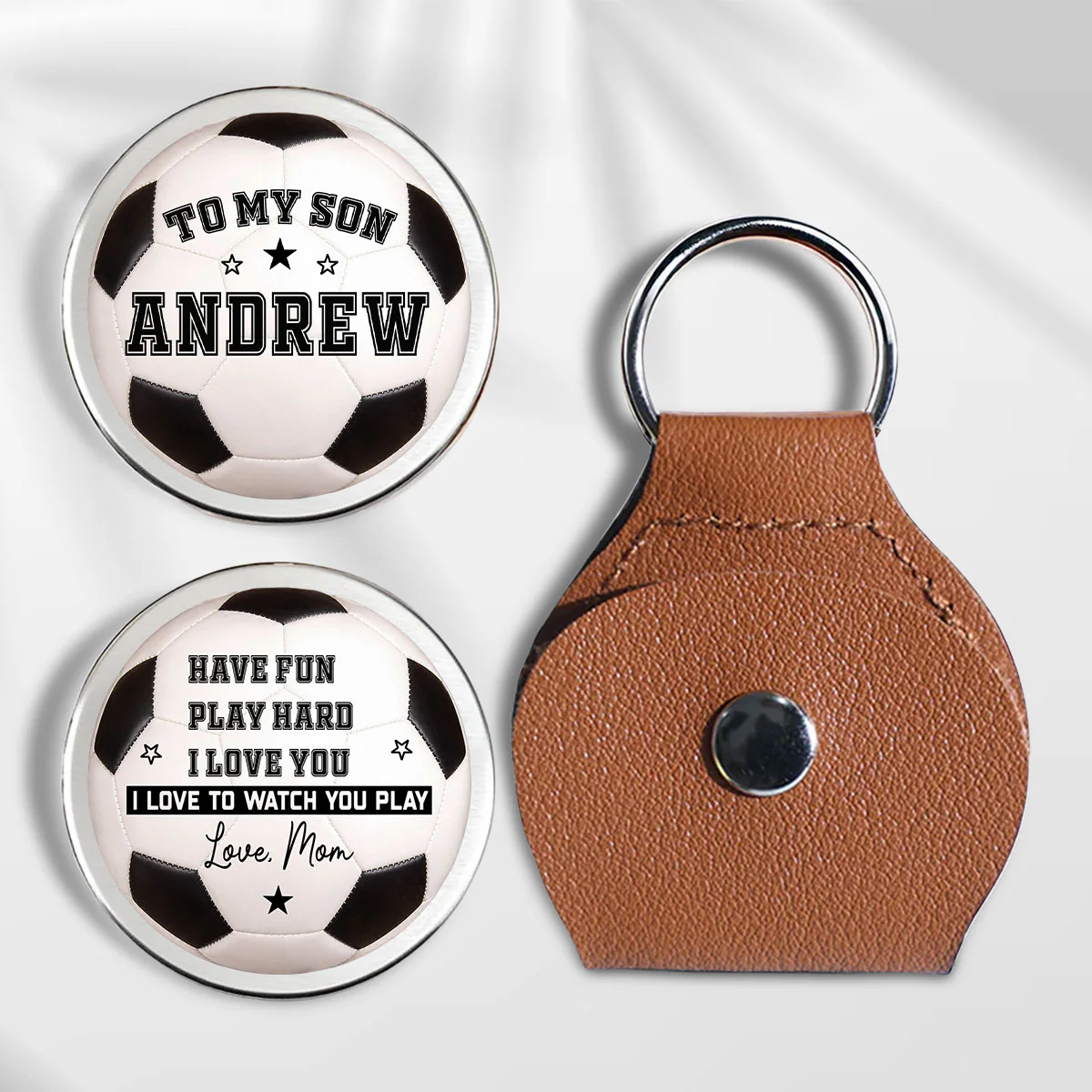 To My Son Soccer Ball - Personalized Custom Pocket Hug