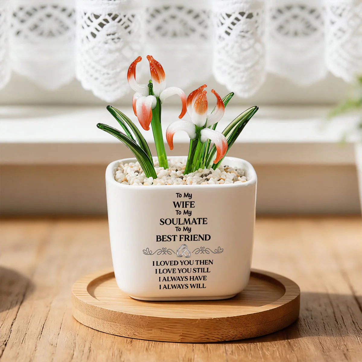 To My Wife Soulmate Best Friend - Personalized Custom Glass Birth Month Flower - Image 2