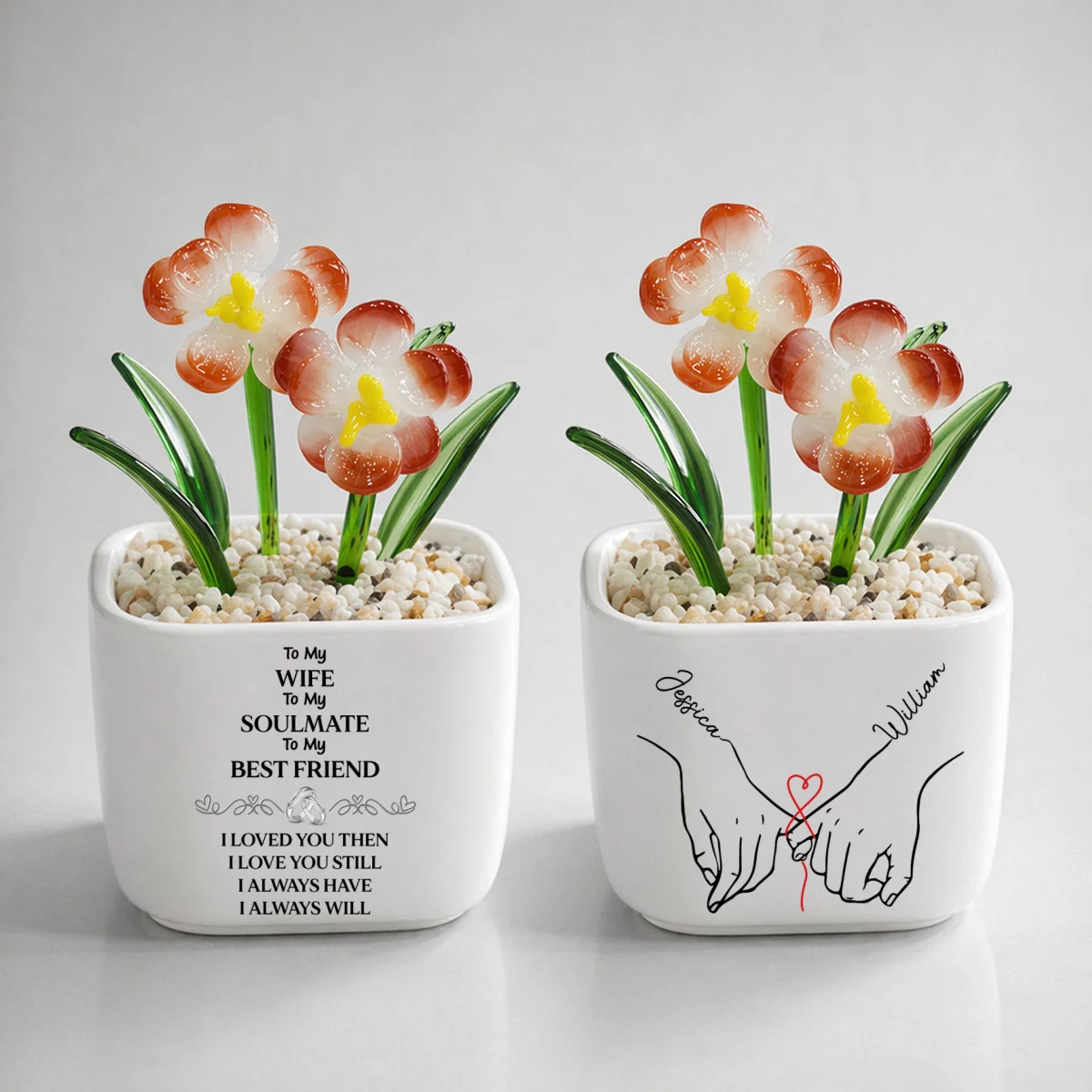 To My Wife Soulmate Best Friend - Personalized Custom Glass Birth Month Flower - Image 9