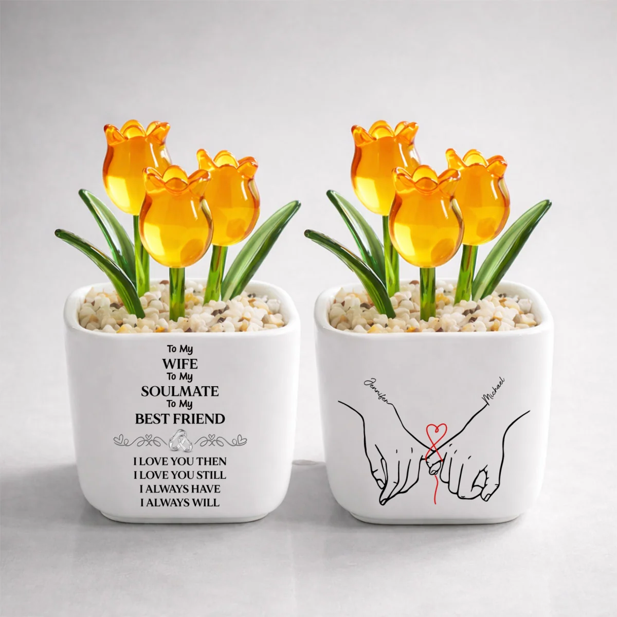 To My Wife Soulmate Best Friend - Personalized Custom Glass Everlasting Tulips - Image 10