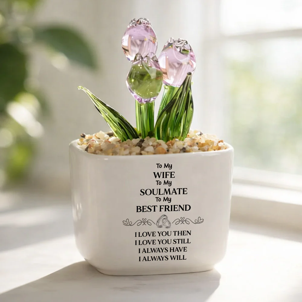 To My Wife Soulmate Best Friend - Personalized Custom Glass Everlasting Tulips - Image 2