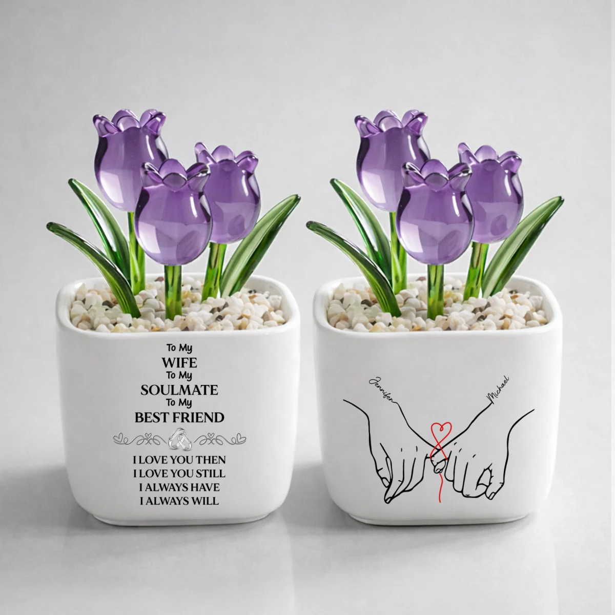 To My Wife Soulmate Best Friend - Personalized Custom Glass Everlasting Tulips - Image 9