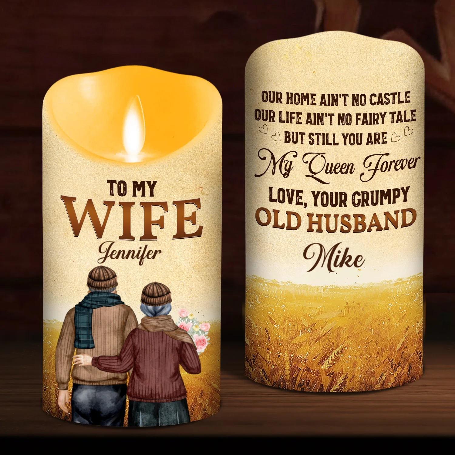 To My Wife You Are My Queen Forever - Personalized Custom LED Candle - Image 4
