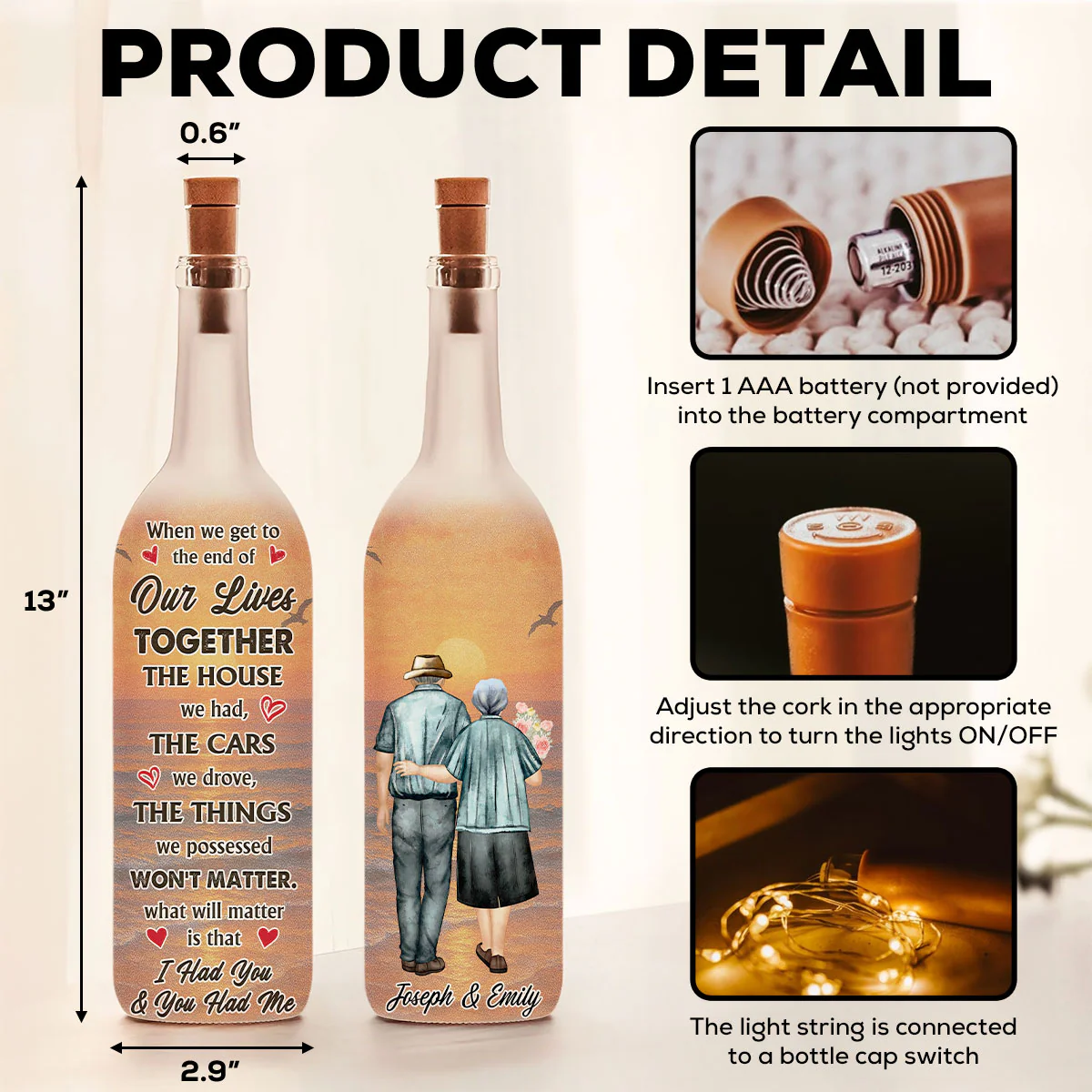 To The End Of Our Life - Personalized Custom Bottle Lamp - Image 4