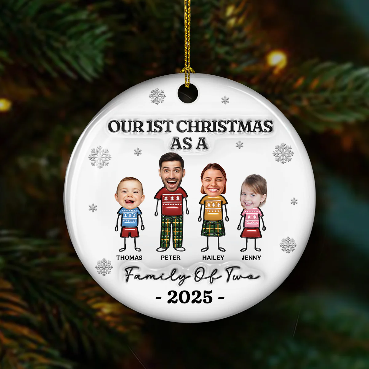 Together For The Holidays - Personalized Custom 3D Inflated Effect Ceramic Ornament - Image 2