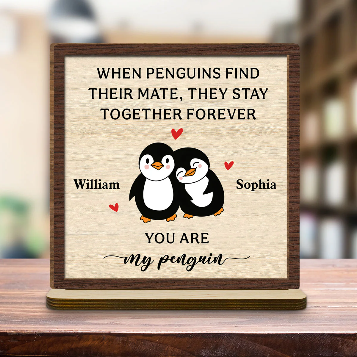 Together Forever - Personalized Custom 2-Layer Wood Plaque With Flat Base - Image 3