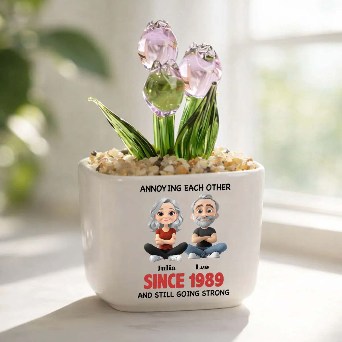 Together Forever - Personalized Custom Glass Everlasting Tulips - Image 2