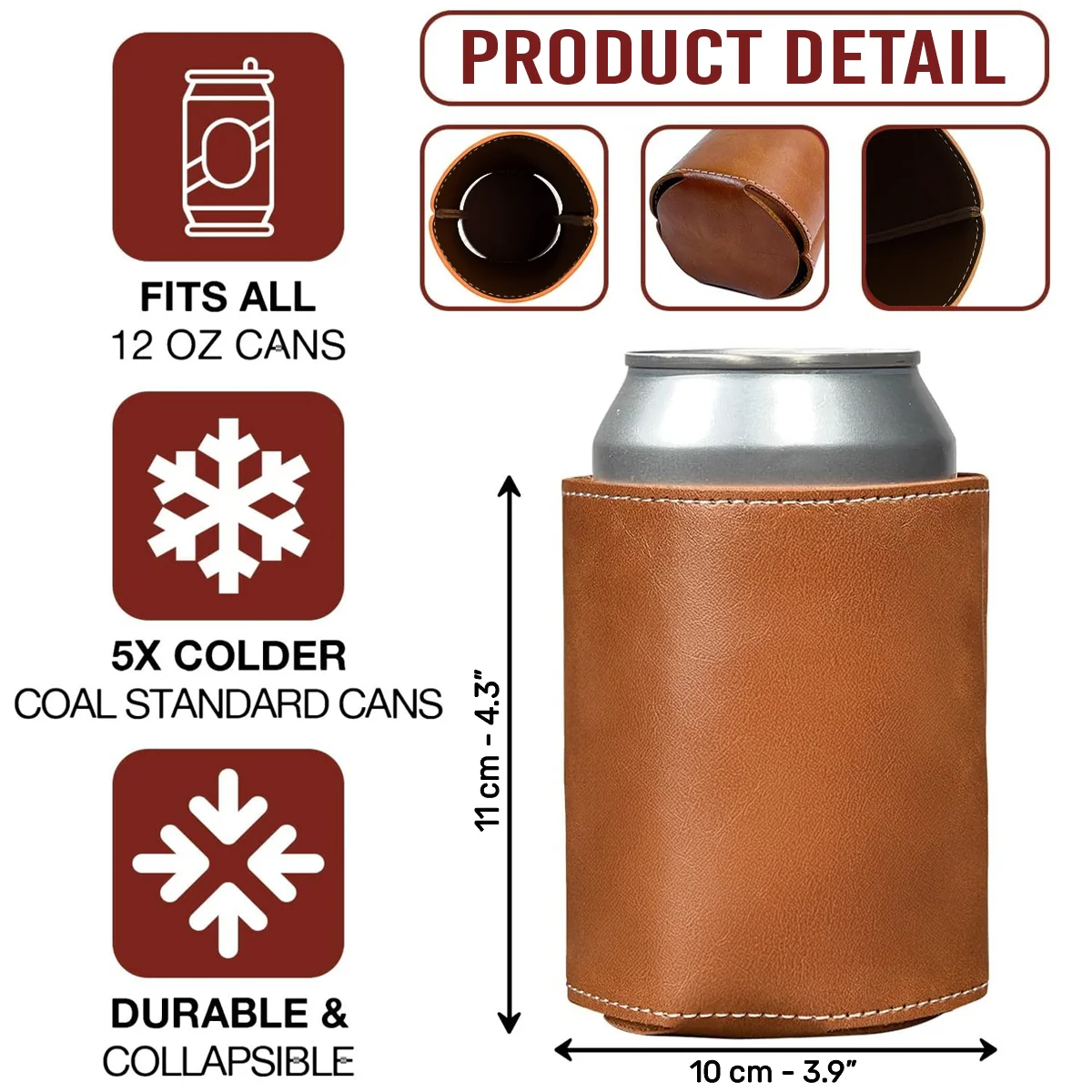Together Forever - Personalized Custom Leather Can Cooler Holder - Image 6