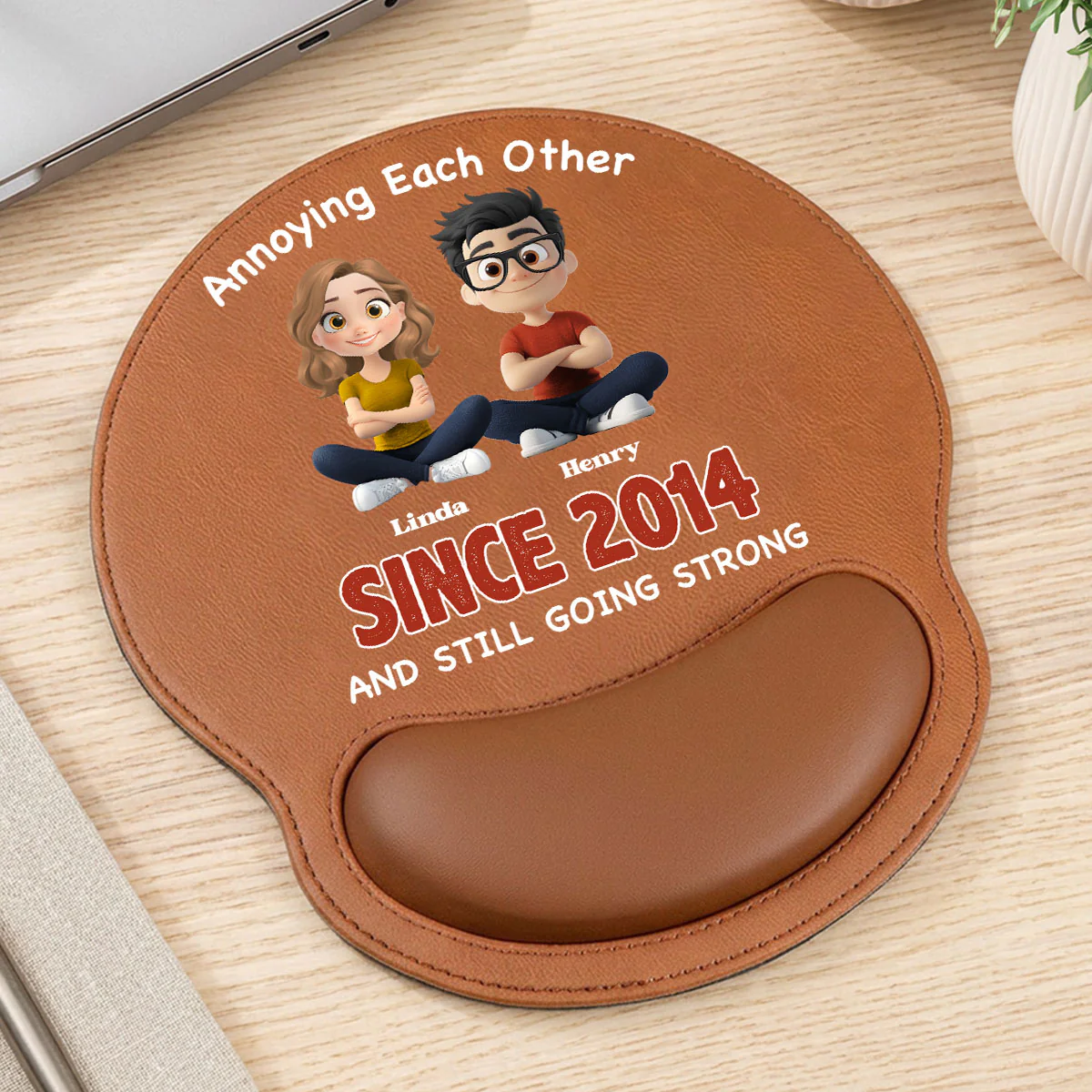 Together Forever - Personalized Custom Leather Mouse Pad
