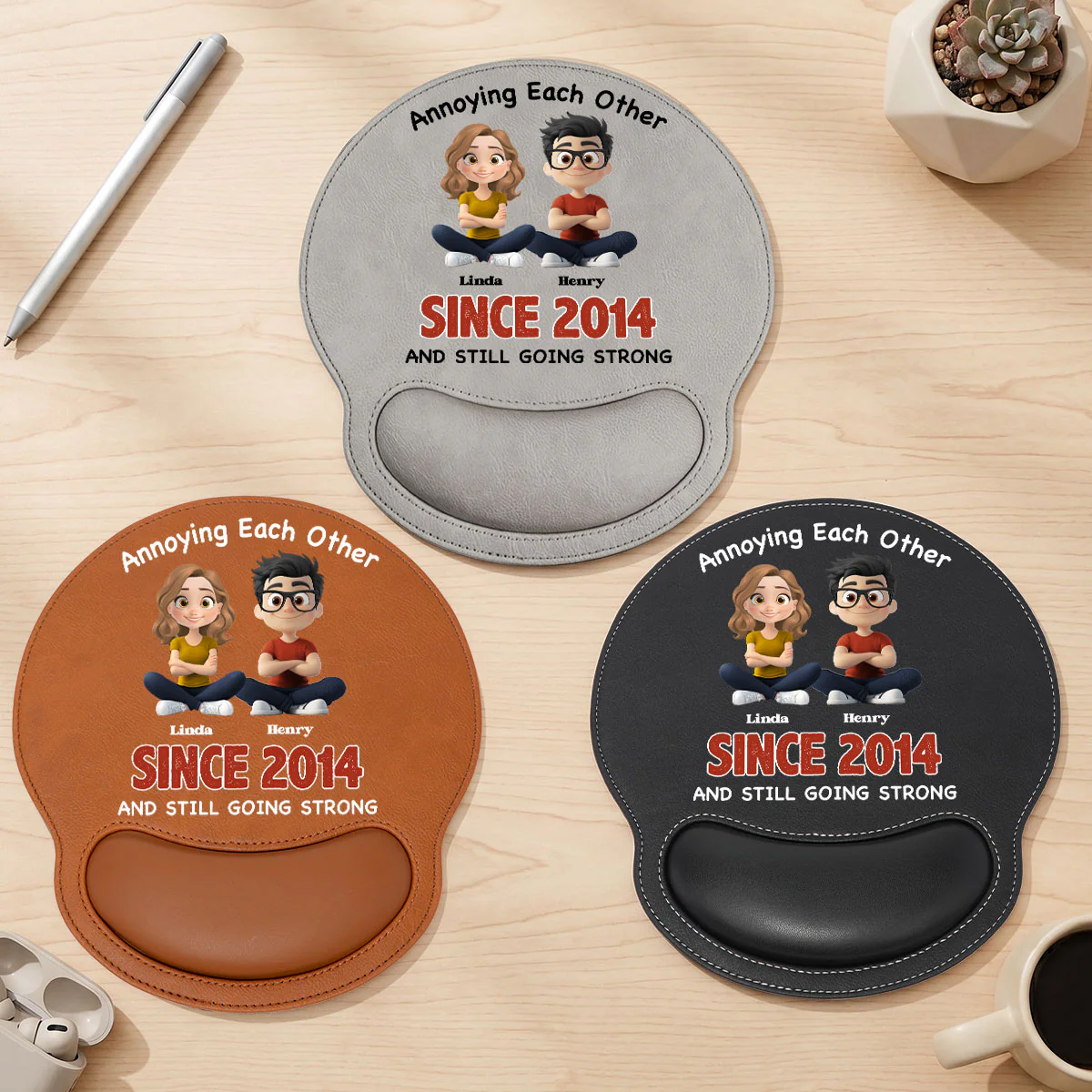 Together Forever - Personalized Custom Leather Mouse Pad - Image 2