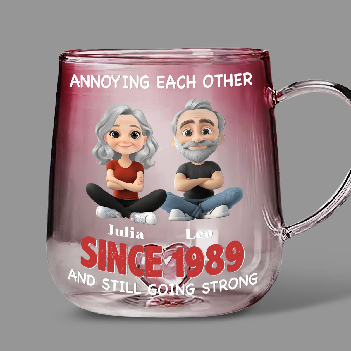 Together Forever - Personalized Custom Pink Gradient Glass Mug