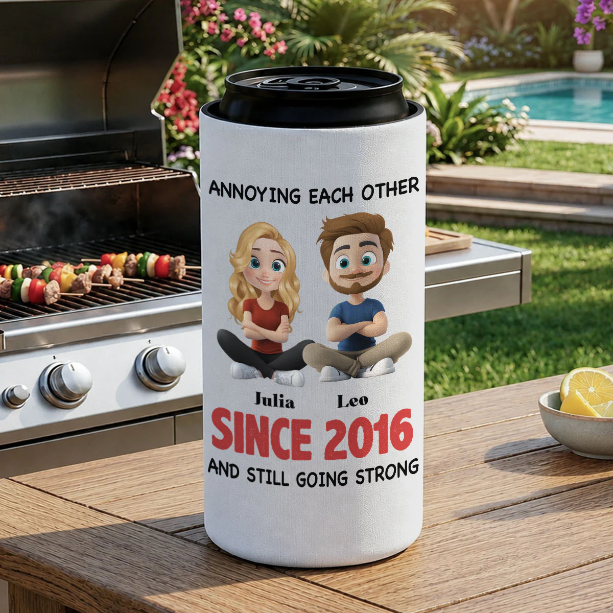 Together Forever - Personalized Custom Skinny Can Cooler - Image 2