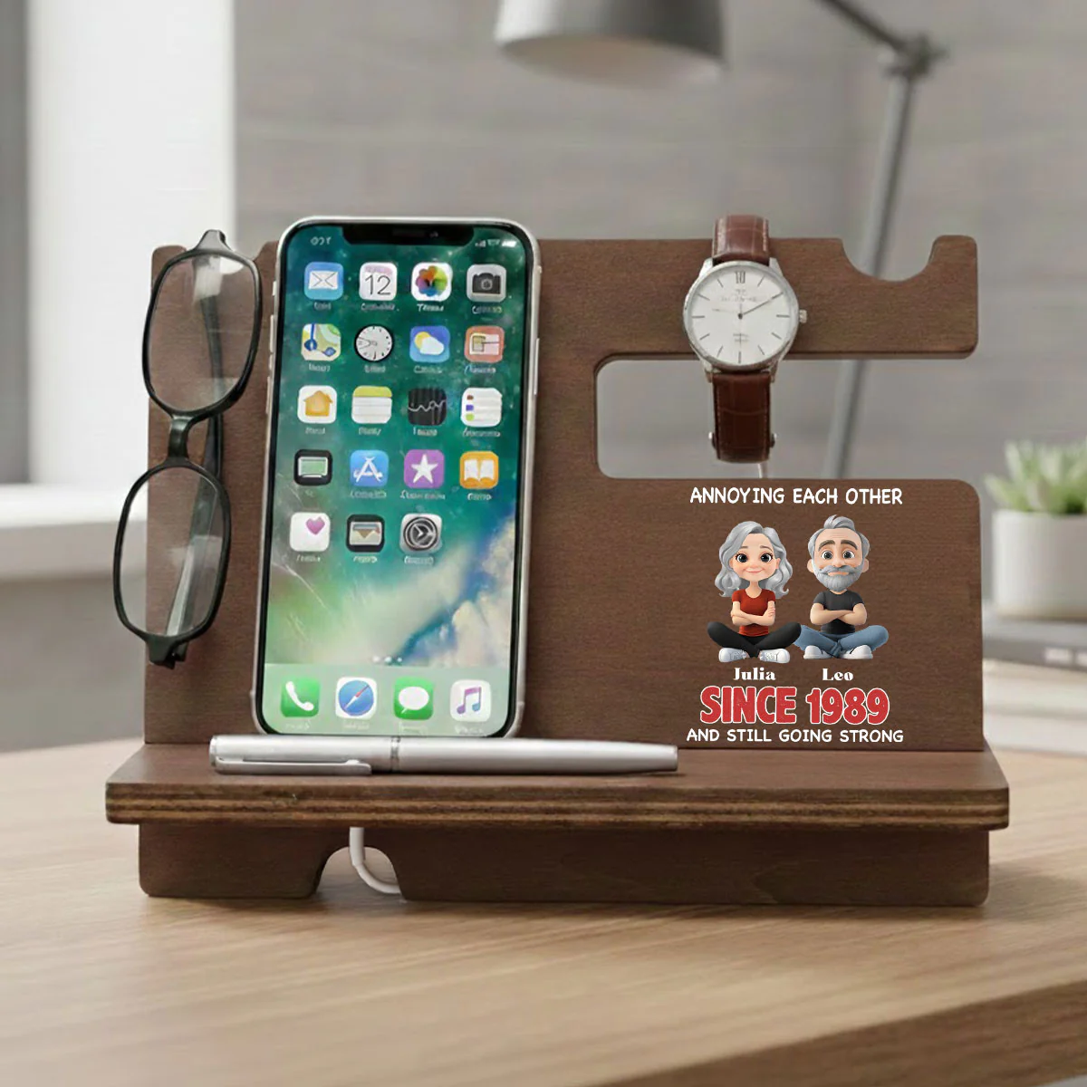 Together Forever - Personalized Custom Wood Phone Docking Station - Image 2