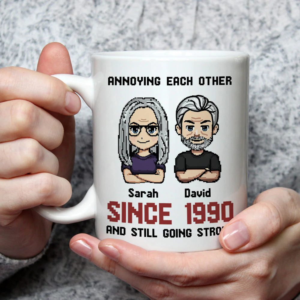 Together Forever Pixel - Personalized Custom Coffee Mug - Image 3