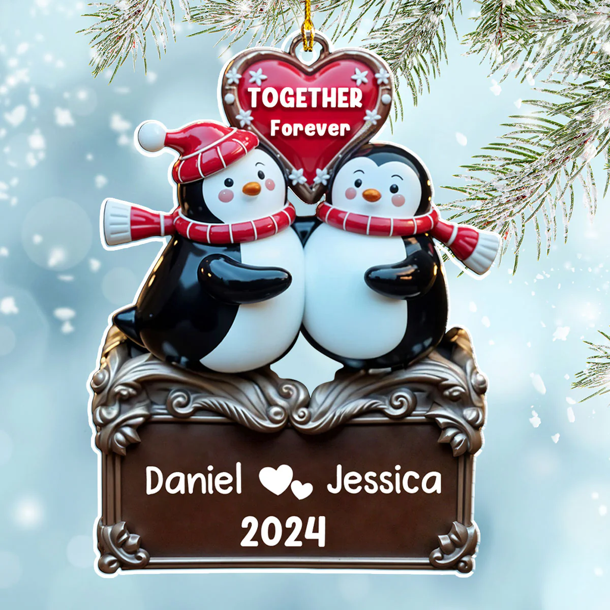 Together Forever Version 2 - Personalized Custom Acrylic Ornament - Image 2
